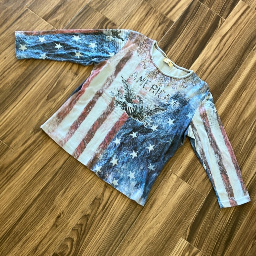 Cactus Ladies Three-quarter Sleeve Shirt - Red and Blue